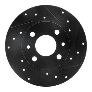 Fiat 500 Brake Rotor (1) - Rear Right - R1 Concepts - Drilled & Slotted - Black - `09-`19